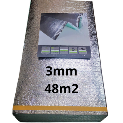 XPS Unterlage 3mm mit Aluminium-Membran - Wärmedämmung für Laminat- und Holzböden - 12 - 48m2