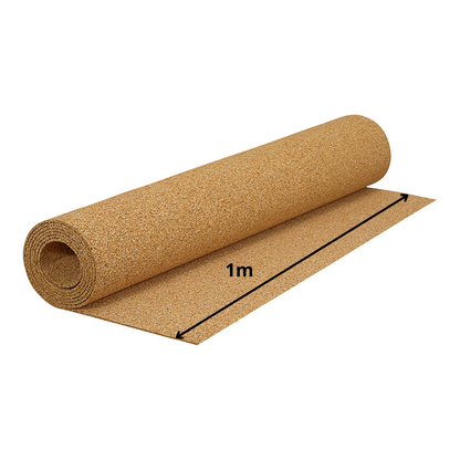 Natural cork roll underlay, 10mm thickness, 5m² (53.81 sqft) coverage – eco-friendly insulation and flooring support solution.
