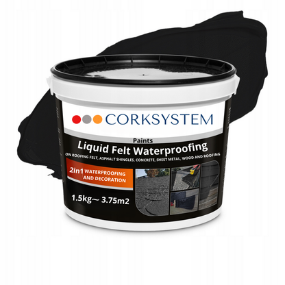 Black liquid roof membrane 1.5kg, provides durable and waterproof protection, easy to apply for professional-grade roof sealing results
