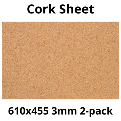 Cork Sheet - 610x455mm - 3mm - Décor and DIY - Pack of 2