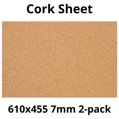 Cork Sheet - 610x455mm - 7mm - Décor and DIY - Pack of 2